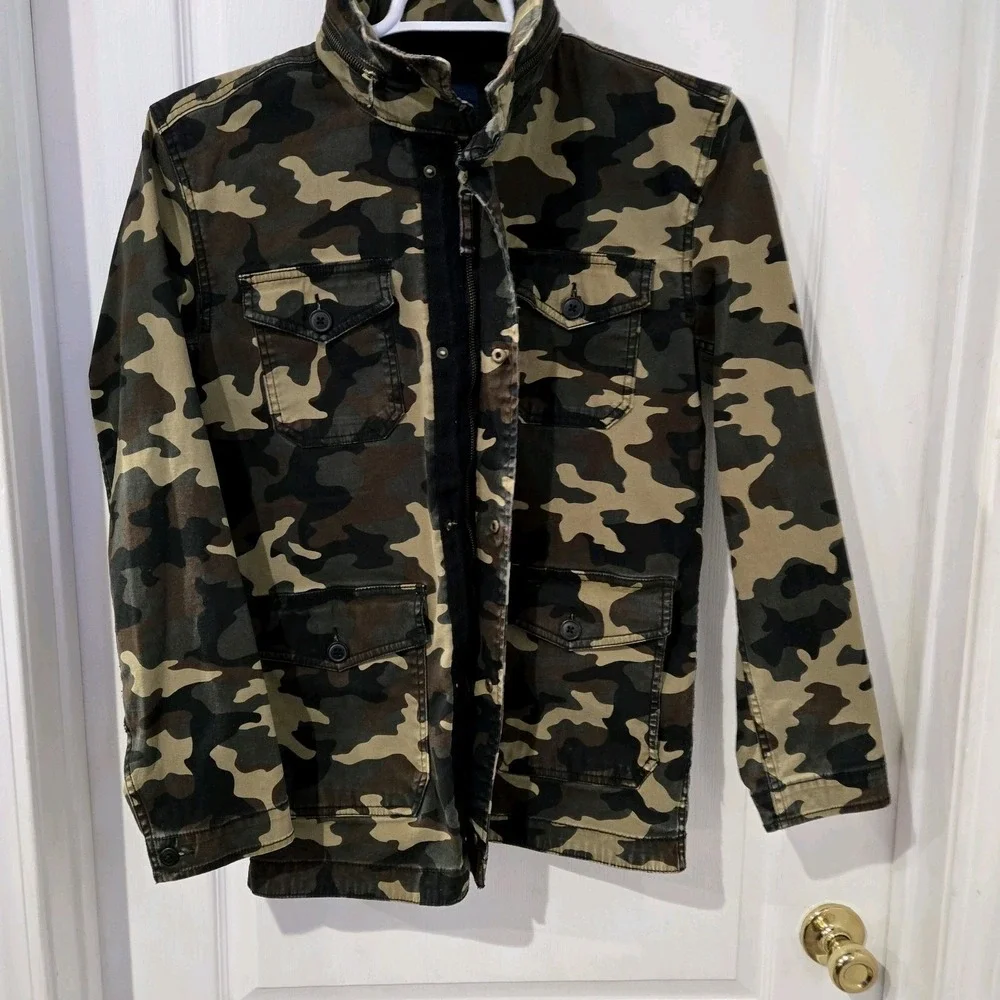 Mens George Camo Jacket With Hood Size Small Hunting, Streetwear